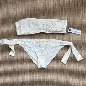 Blumarine White Floral Bikini Set